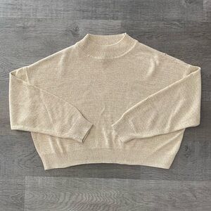 3/$10 Beige Cropped Crewneck Sweater